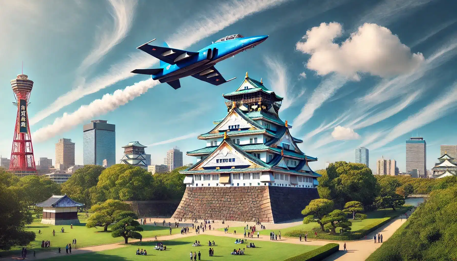 ⑦大阪市中央区:大阪城公園西の丸庭園と天守閣(一部有料)『万博 ブルーインパルス どこで見れる 穴場 見える場所』