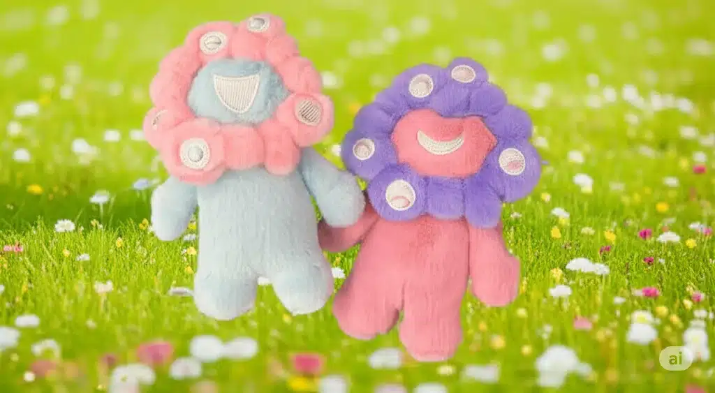 ⑩ピンクとパステルブルー&紫とピンクぬいぐるみ『ミャクミャク ぬいぐるみ 色違い カラーバリエーション』