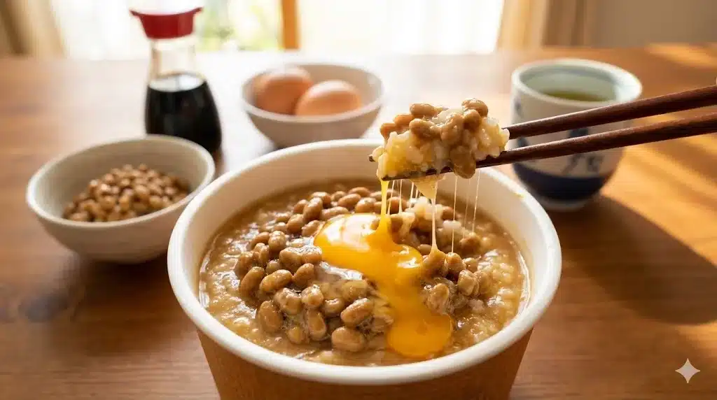 ⑬納豆や卵を入れる旨味アップ術『みそきん メシ まずい 口コミ 評価』