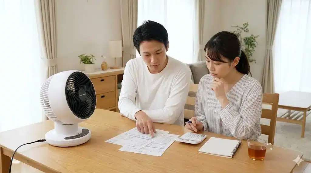 ⑪ひえぽか温冷サーキュレーターの電気代シミュレーション『ファミラ ひえぽか温冷サーキュレーター 口コミ 電気代』